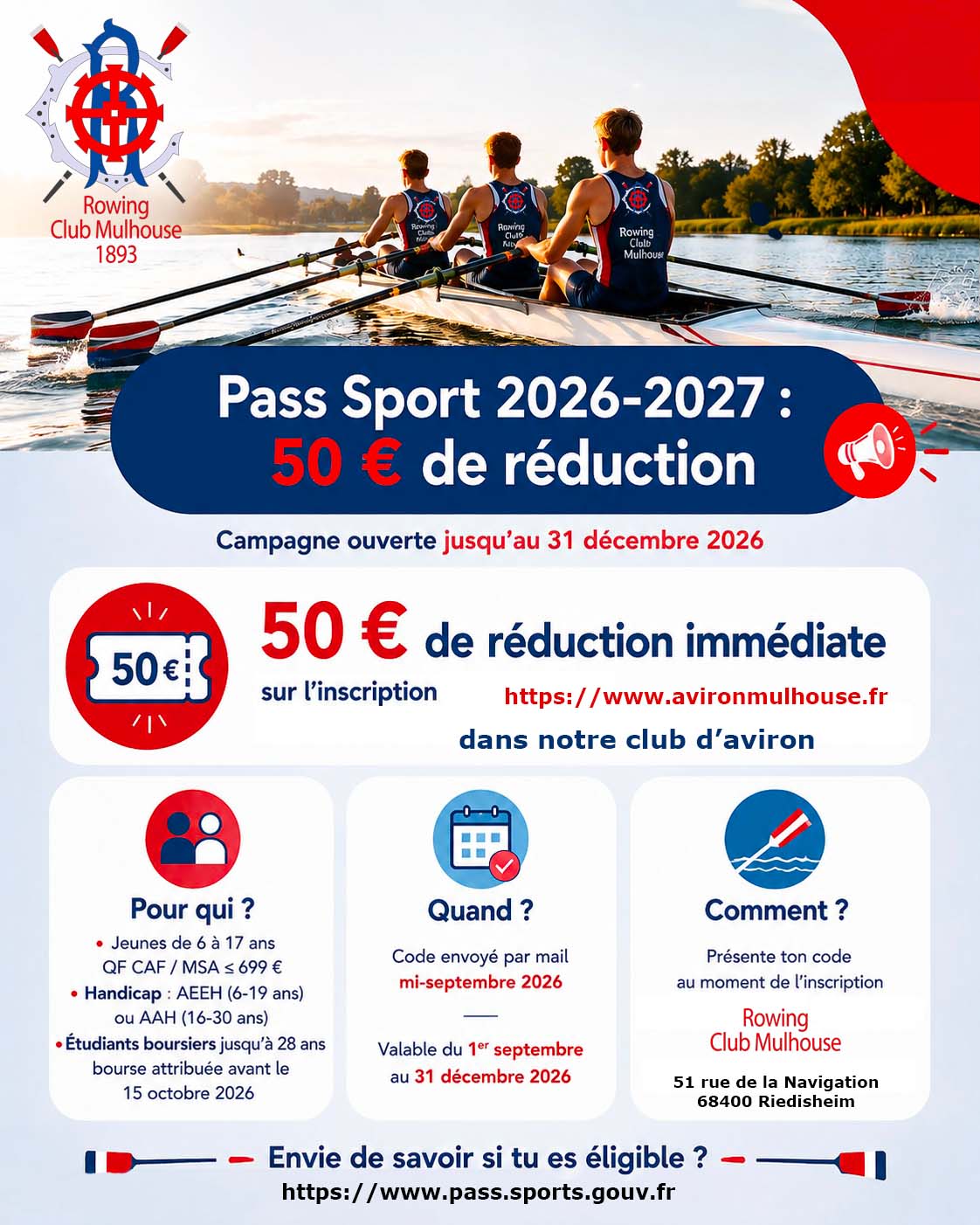 Les membres du club d'aviron de Mulhouse portant une yolette
